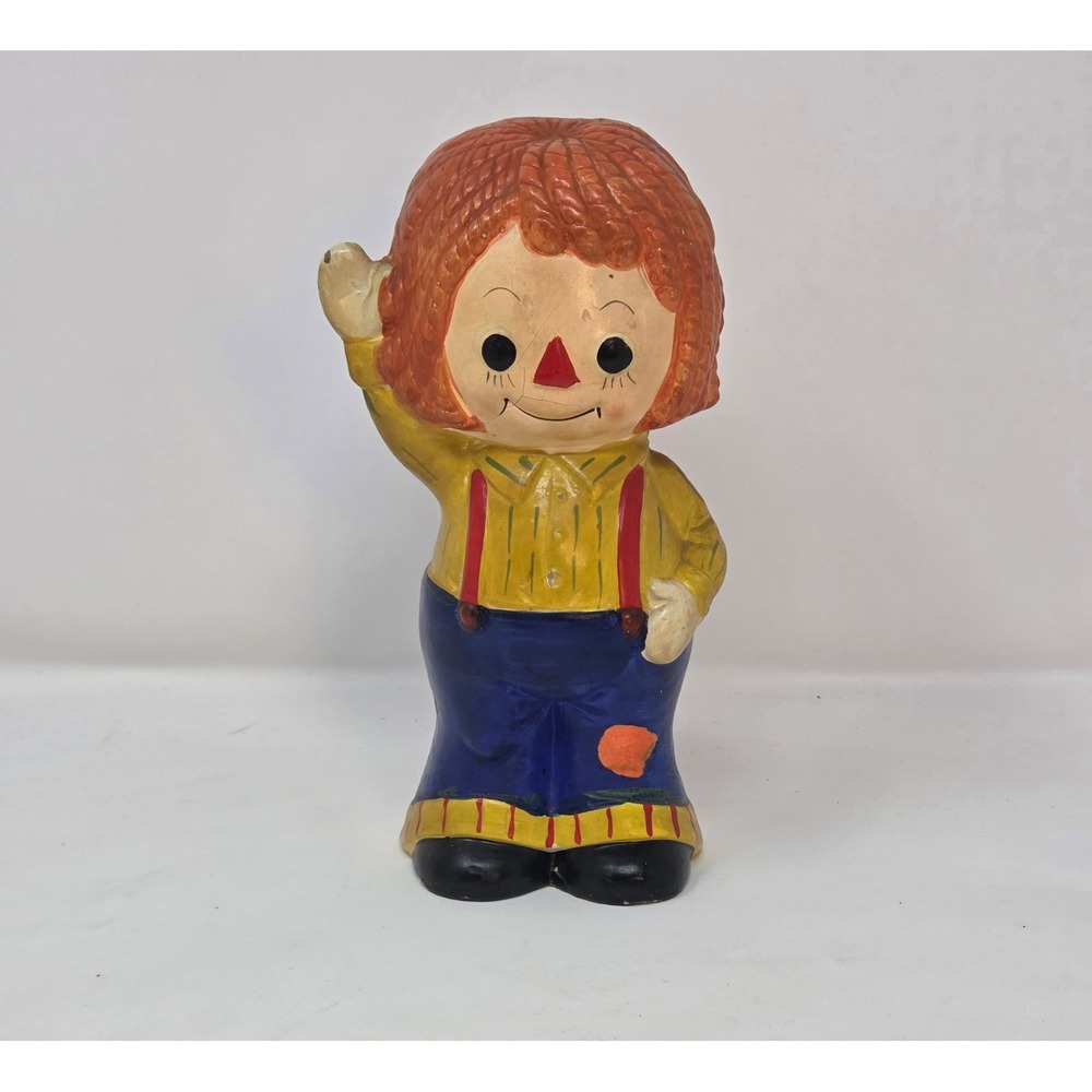Vintage Raggedy Andy Ceramic Coin Bank Japan Mid-Century Chalkware 7"Figurine